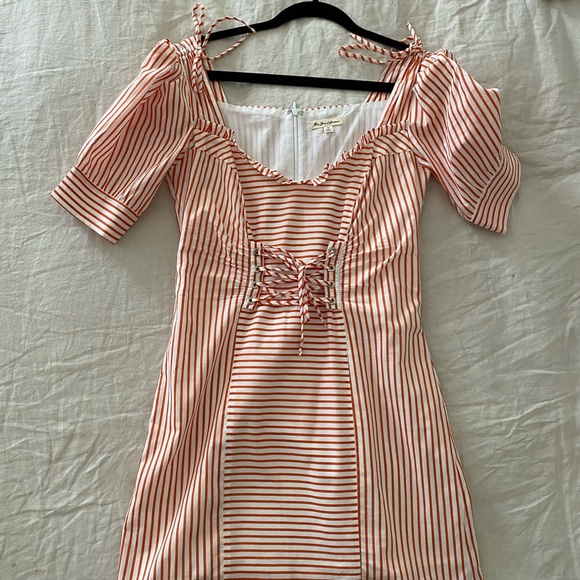 Sold! For Love & Lemons Striped Lace Up Mini Dress - Picture 2 of 6